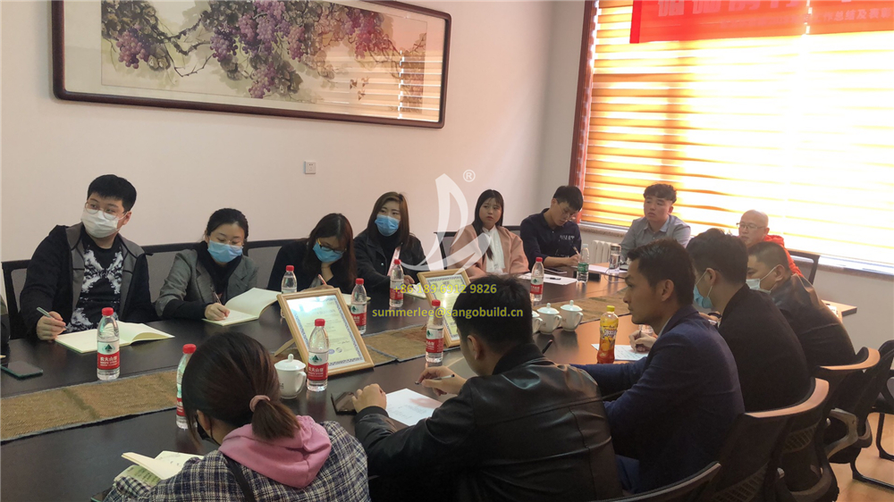 San-gobuild organized Staff Training and technical communication on stone coated metal roof tiles recently in Tianjin factory.