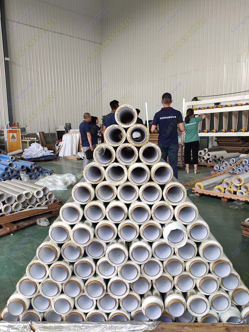 San-gobuild team members from both Hangzhou and Tianjin Branch visit to our butyl tape factory in Jinan Province.