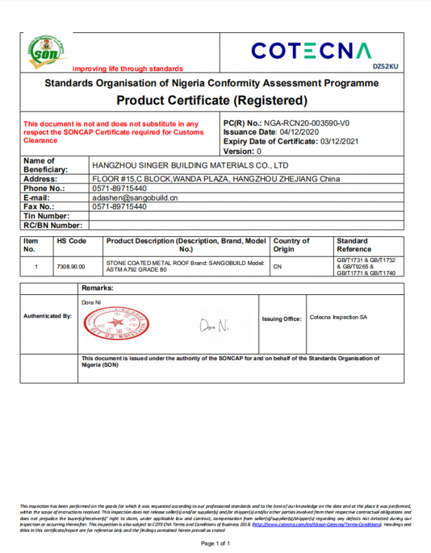 SONCAP Certification